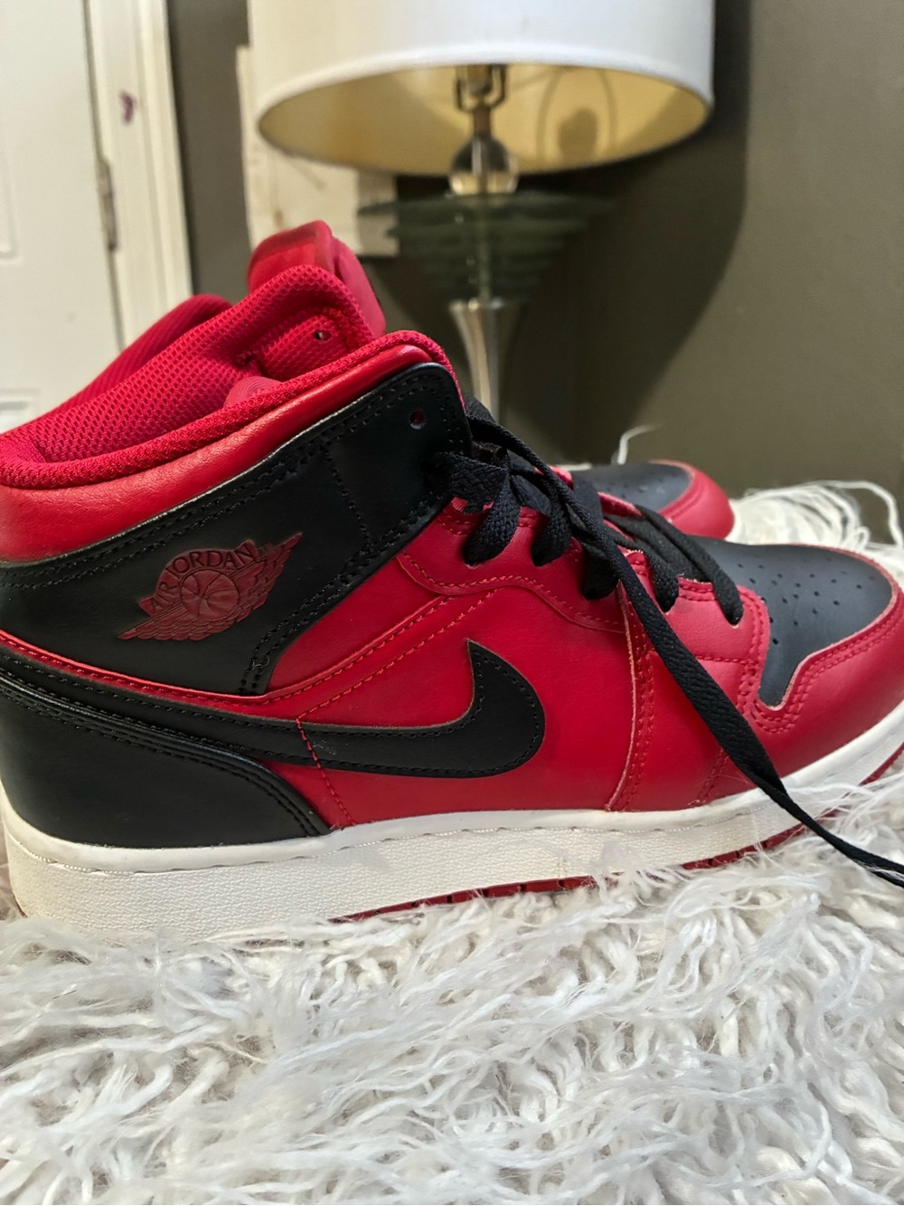 Jordan Kids Red and Black High-Top Sneakers